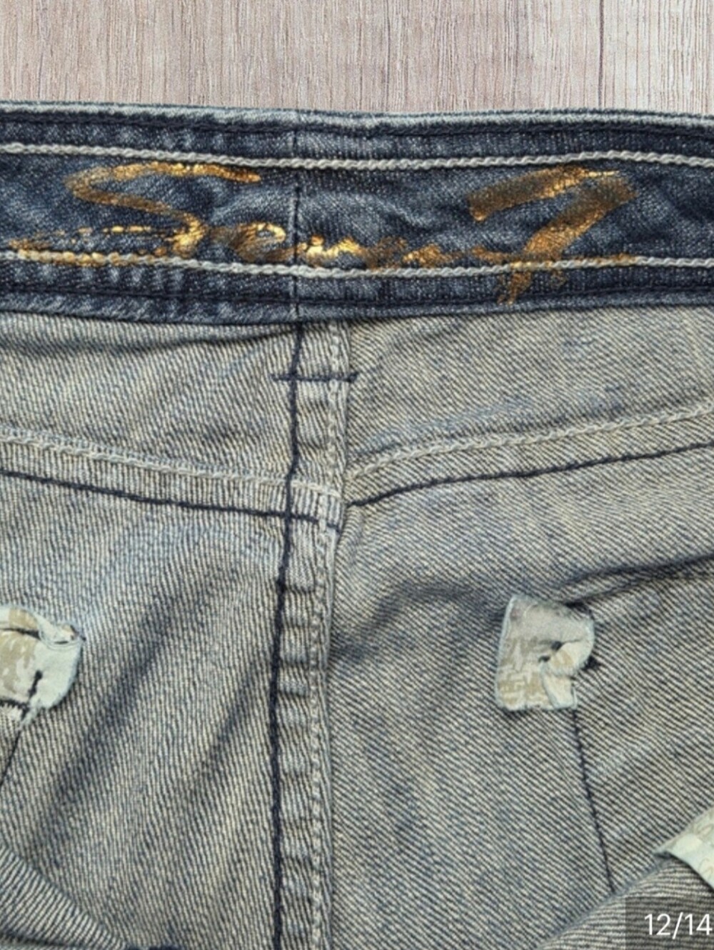 Seven7 Women's Blue Jeans Rhinestone Size 12 Boot Cut Medium Wash - Picture 12 of 14